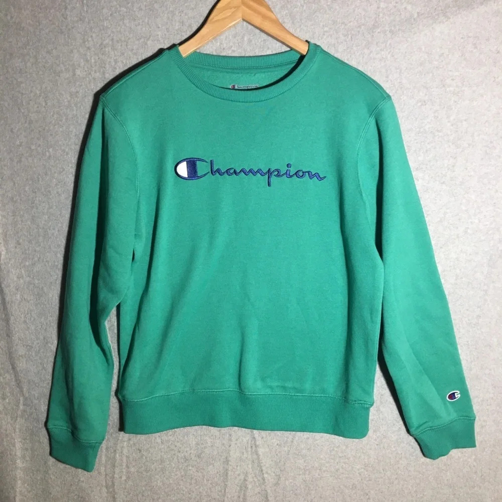 Womens Champion Sweater Embroidered Logo Summer Spring Colorful Green Streetwear